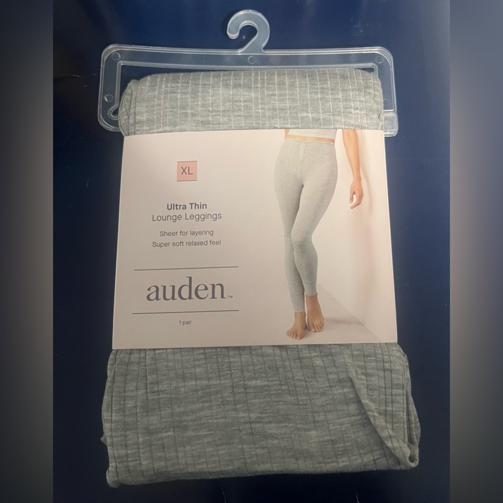 Auden Ultra Thin Lounge Leggings Women’s M Heather Gray Ribbed